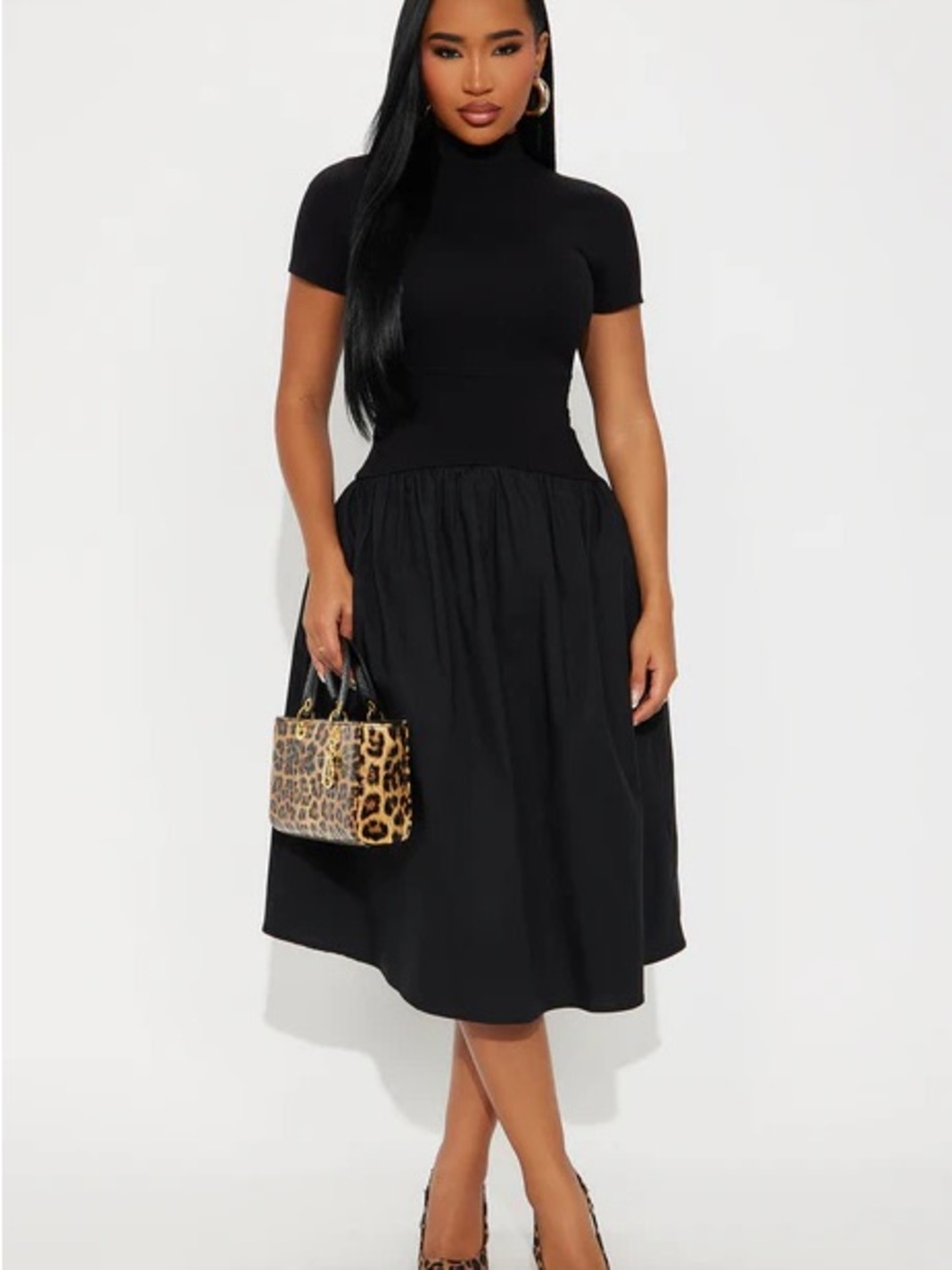 Kennedy Short-Sleeve Drop Waist Midi Dress 1X like new